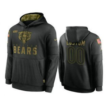 Men's Chicago Bears Custom Black 2020 Salute to Service Sideline Performance Pullover Hoodie