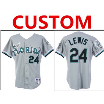 Men's Custom Florida Marlins Game Worn Road Grey 1993 Jersey