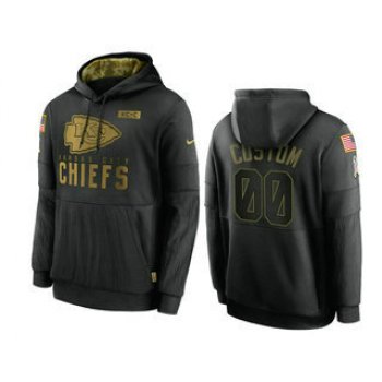 Men's Kansas City Chiefs Custom Black 2020 Salute To Service Sideline Performance Pullover Hoodie