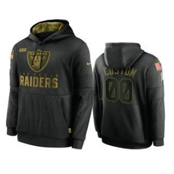 Men's Las Vegas Raiders Custom Black 2020 Salute To Service Sideline Performance Pullover Hoodie