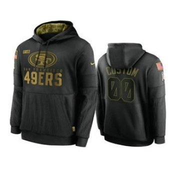 Men's San Francisco 49ers Custom Black 2020 Salute To Service Sideline Performance Pullover Hoodie