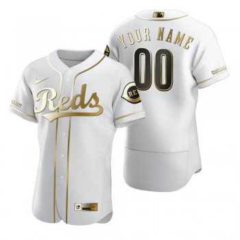 Men's Cincinnati Reds Custom Nike White Stitched MLB Flex Base Golden Edition Jersey