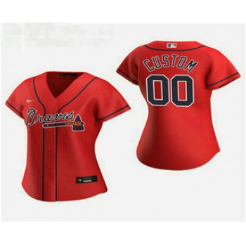 Women's Custom Atlanta Braves 2020 Red Alternate Nike Jersey