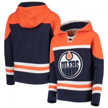 Edmonton Oilers Navy Men's Customized All Stitched Hooded Sweatshirt