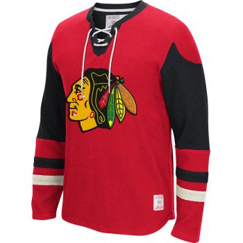 Blackhawks Red Throwback Men's Customized All Stitched Hooded Sweatshirt