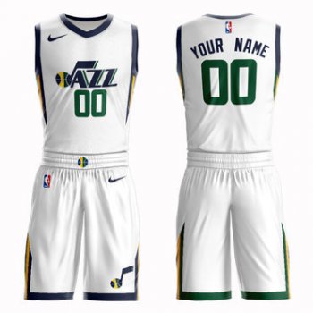 Jazz White Men's Customized Nike Swingman Jersey(With Shorts)