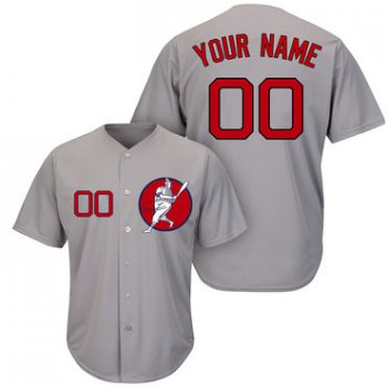 Red Sox Gray Men's Customized Cool Base New Design Jersey