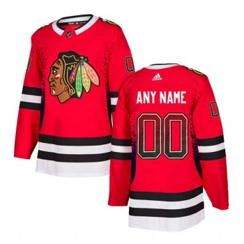 Men's Chicago Blackhawks Red Customized Drift Fashion Adidas Jersey