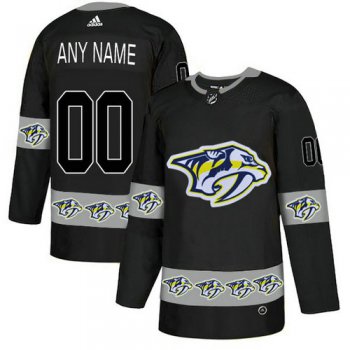 Men's Nashville Predators Custom Black Team Logos Fashion Adidas Jersey