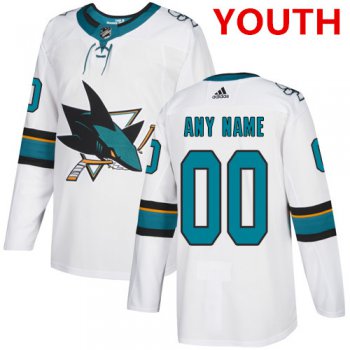 Youth Adidas San Jose Sharks NHL Authentic White Customized Jersey