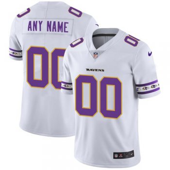 Men's Baltimore Ravens Custom Nike White Team Logo Vapor Limited NFL Jersey