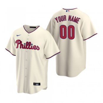 Men's Philadelphia Phillies Custom Nike Cream Stitched MLB Cool Base Jersey