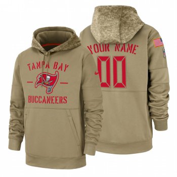 Tampa Bay Buccaneers Custom Nike Tan 2019 Salute To Service Name & Number Sideline Therma Pullover Hoodie