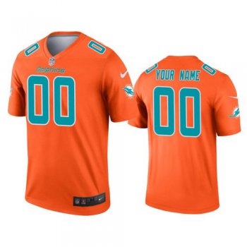 Men's Custom Miami Dolphins Orange Inverted Legend Jersey