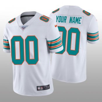 Men's Miami Dolphins Custom White Vapor Limited 100th Season Jersey