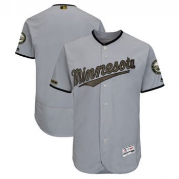 Men's Minnesota Twins Majestic Gray 2018 Memorial Day Authentic Collection Flex Base Team Custom Jersey