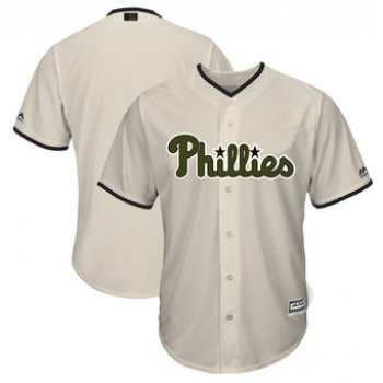 Men's Philadelphia Phillies Majestic Cream 2018 Memorial Day Cool Base Team Custom Jersey