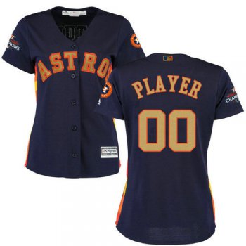 Women's Houston Astros Customized Navy 2018 Gold Program Cool Base Stitched Baseball jersey