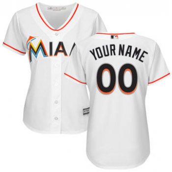 Women's Miami Marlins Majestic White Home Cool Base Custom Jersey