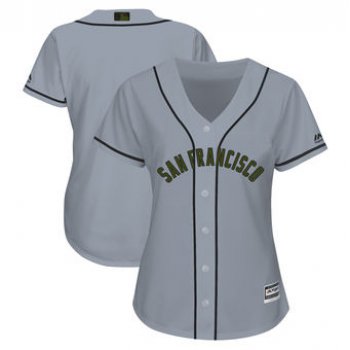 Women's San Francisco Giants Majestic Gray 2018 Memorial Day Cool Base Team Custom Jersey