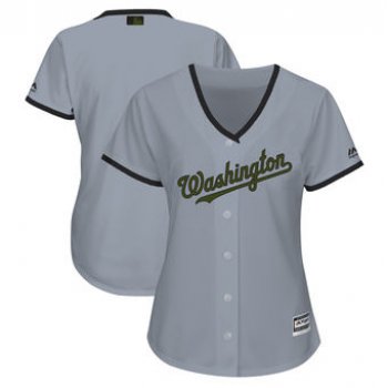 Women's Washington Nationals Majestic Gray 2018 Memorial Day Cool Base Team Custom Jersey