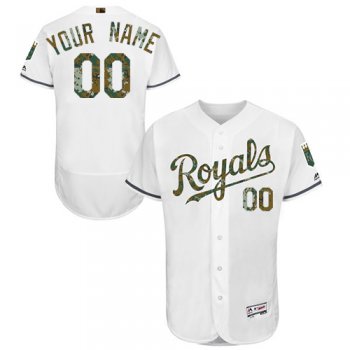 Kansas City Royals White Memorial Day Men's Customized Flexbase Jersey