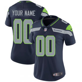 Women's Nike Seattle Sehawks Home Navy Blue Customized Vapor Untouchable Limited NFL Jersey