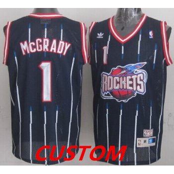 Custom Houston Rockets ABA Hardwood Classic Swingman Navy Blue Jersey