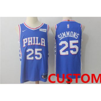 Custom Men's Philadelphia 76ersNew Royal Blue 2017-2018 Nike Swingman Stitched NBA Jersey