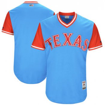 Custom Men's Texas Rangers Majestic Light Blue 2017 Players Weekend Authentic Team Jersey