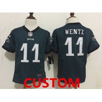 Custom Toddler Philadelphia Eagles Green Team Color Stitched NFL Nike Game Jersey