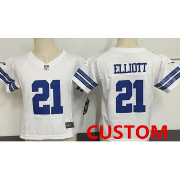 Custom Toddler Dallas Cowboys White Road Stitched NFL Nike Game Jersey