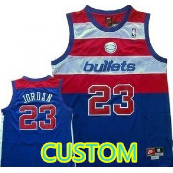 Custom Washington Bullets Blue Swingman Throwback Jersey