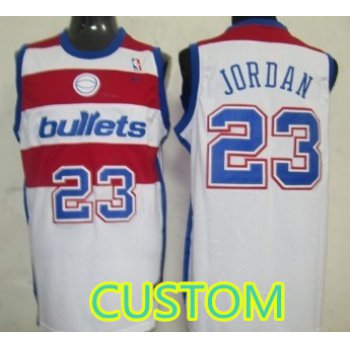 Custom Washington Bullets White Swingman Throwback Jersey