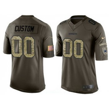 Men's Dallas Cowboys Custom Olive Camo Salute To Service Veterans Day NFL Nike Limited Jersey