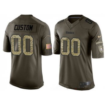 Men's Pittsburgh Steelers Custom Olive Camo Salute To Service Veterans Day NFL Nike Limited Jersey