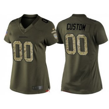 Women's Seattle Seahawks Custom Olive Camo Salute To Service Veterans Day NFL Nike Limited Jersey