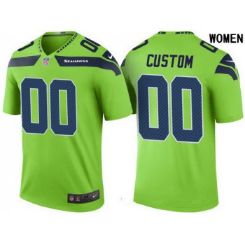 Women's Seattle Seahawks Green Custom Color Rush Legend NFL Nike Limited Jersey