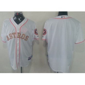 Men's Houston Astros Customized White With Camo Jersey