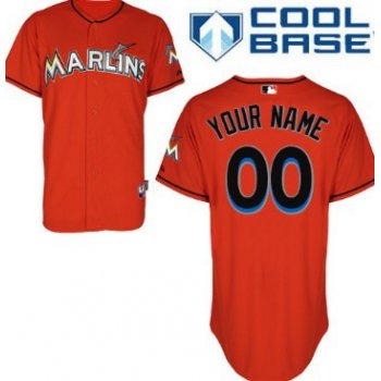 Men's Miami Marlins Customized Orange Jersey