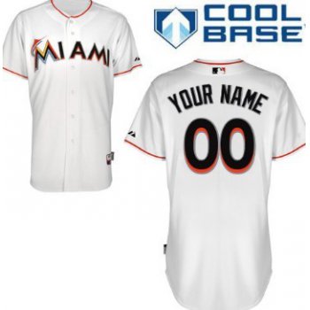 Men's Miami Marlins Customized White Jersey