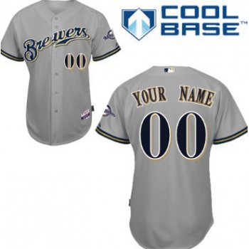 Men's Milwaukee Brewers Customized Gray Jersey