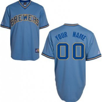 Men's Milwaukee Brewers Customized Light Blue Throwback Jersey