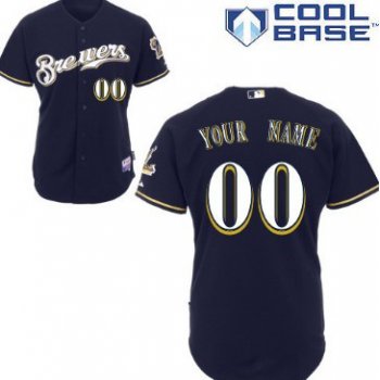 Men's Milwaukee Brewers Customized Navy Blue Jersey