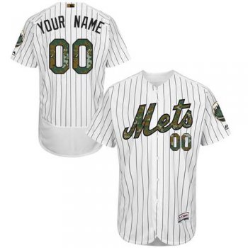 Mens New York Mets 2016 Memorial Day Fashion White Customized Flexbase Majestic MLB Collection Jersey