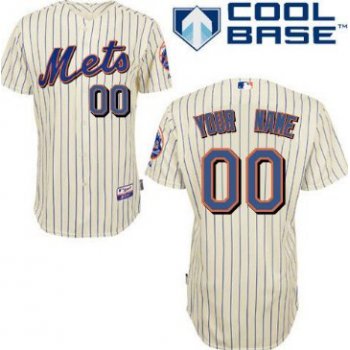 Men's New York Mets Customized Cream Pinstripe Jersey