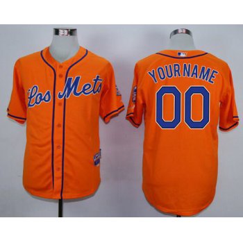 Men's New York Mets Customized Los Orange MLB Cool Base Jersey