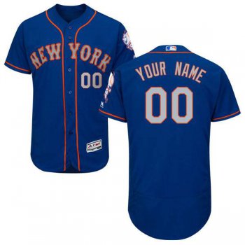 Mens New York Mets Royal With Gray Customized Flexbase Majestic MLB Collection Jersey