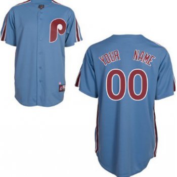 Men's Philadelphia Phillies Customized Blue Throwback Jersey