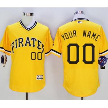 Men's Pittsburgh Pirates Custom Yellow Pullover 2016 Flexbase Majestic Baseball Jersey